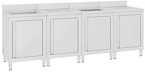 Homgoday Mobiletto da Cucina con Lavandino in Aiaio Inox 240x60x96 cm, Mobili per Casa Interno Esterno Soggiorno Camera da Letto