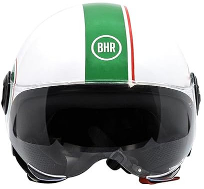 BHR Helm Demi-Jet 835 Special - Rollerhelm ECE 22.06 Zugelassenmit Anti-Kratz-Visier, Mikrometrischer Auslösung und Abnehmbare Wangenpolster - Cool Italy M