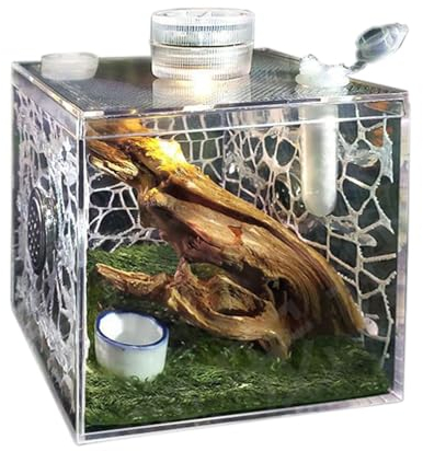BURLOE Springspinne Gehege, Vogelspinnen Mit Lampe Acryl Reptilien Terrarien Zuchtbox Terrarium Tank Cricket Käfig Schnecken Geckos Fisch Isolations,2