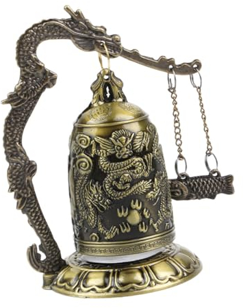 EXCEART Vintage Bronze Drachenglocke Dekoratives Fischschlag Ornament Tischdekoration Feng Shui Büro Heim