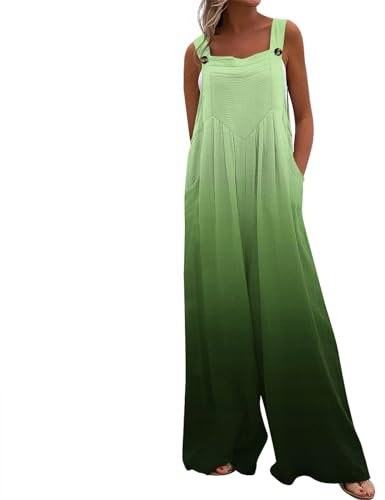 Vasreyy Damen Jumpsuit Sommer Kurz Hosenanzug Große Größen Schwarze Latzhose Sommerlicher Festliche Hosenanzüge Für Hochzeit(XL,Dunkelgrün)