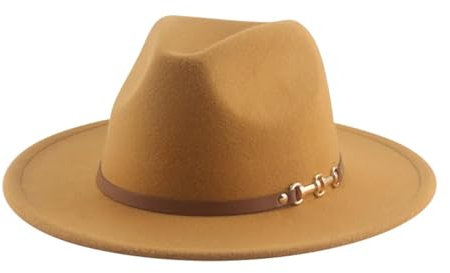 SOYNIA Fedora Trilby Filzhut Hut Hüte Für Damen Zylinderhüte Für Herren Fedoras Herrenhüte Lässiger Gürtel Fedora-Filzhüte 56–58 cm Khaki02