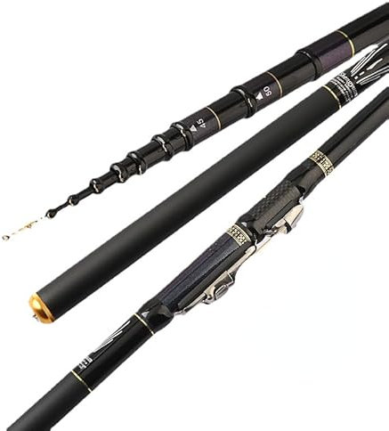 Stipprute Hochkarbonmaterial Ultralight hartes Angelruten Teleskopstange kann in 3 Größen Ozeangestein Fshing Starke Handstange eingestellt Werden Angel Rute (Größe : Black_7.2M-6.7M-6.1M)