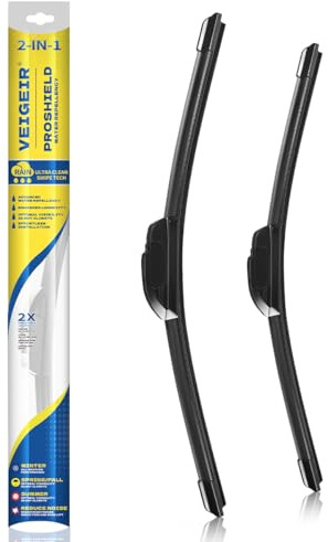VEIGEIR 26 Inch + 19 Inch Windshield Wiper Blades 2 Pack, Front J/U Hook Replacement Compatible with Honda Accord 2008-2017, Compatible with Toyota Prius V 2012-2018