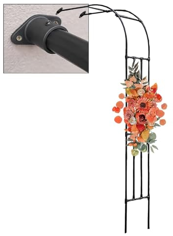 Hochzeitsbogen-Hintergrundständer, Höhe 240 cm, Halbseitenbogen, robuste Gartenlauben für Kletterpflanzen, Weinreben, Blumen, Pergola-Spalier – für den Außenbereich/schwarzes Metall(Size:180x240x40CM/