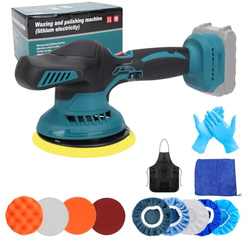 Lucidatrice a batteria compatibile con Makita 18V batteria, 15 cm Lucidatrice per auto con 12 accessori, lucidatrice eccentrica a 6 velocità variabili da 2500-5000 giri/min (senza batteria)