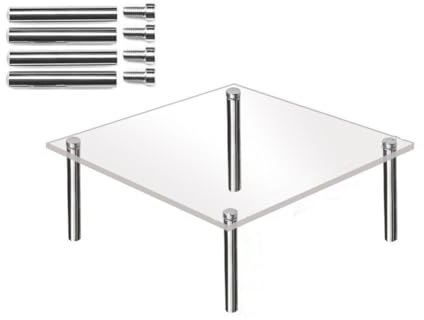 Creperture Présentoir à Gâteau en Acrylique Transparent, 20cm Pieds en Métal Support d'exposition Présentoir à Dessert Carré Présentoir à Cupcakes pour Mariages, Anniversaires, Fête