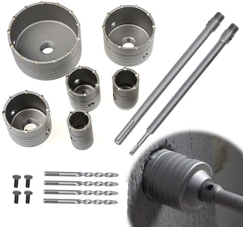 TOOSOAR Sega a Tazza Carotatrice a Tazza,Set 35/40/50/65/80/110 mm,Per Calcestruzzo, Mattoni, Pietra, Pareti E Cemento