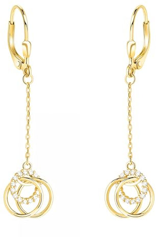 SOFIA MILANI - Damen Ohrringe 925 Silber - vergoldet/golden & mit Zirkonia Steinen - Kreise Ohrhänger - E2671