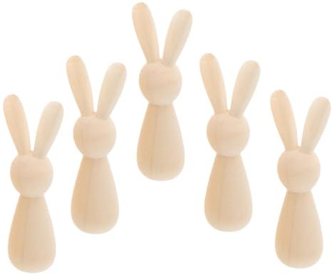STOBOK 5stücke Holz Kaninchen Ornament Diy Unfertige Holzfiguren Mini Hasen Modellierung Tischdeko Heimwerkerbedarf Bastelarbeiten Anstreichen