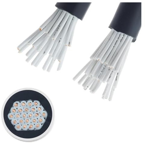 Matériel de communication Câble de commande multiconducteur 20 conducteurs RVV 26 24 20 22 18 17 AWG Câble électrique conducteur en fil de cuivre Fil à gaine souple noir Fils et câbles(20 cores 0.3mm)