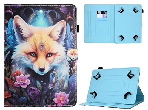 Auslbin Buntes PU Hülle für Universal Tablet 9.7-11 Zoll, Bunt Schönes Muster, Flip Blackview/Teclast/Universal Tab Tablet Hülle mit Ständer, Geeignet für Filme, Video-Chats, Fuchs