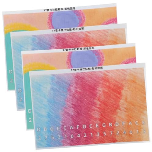 BESTonZON 4 Stück Kalimba Notenaufkleber Für Daumenklavier 17-tönige Abnehmbare Kalimba Tastatur Sticker Praktische Einführungsaufkleber Für Anfänger Im Fingerklavier Spielzeug Lerninstrumente
