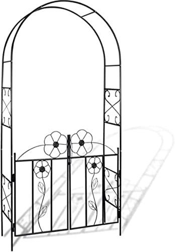 HCZKIUJY Metall Gartenbogen Garten Rosenbogen Gartenbögen mit Tor Metall Laube Garten Stabiler Metall Torbogen