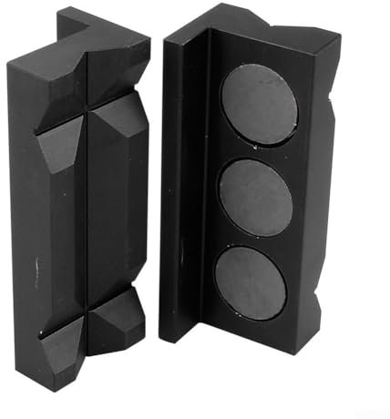 Mâchoires d'étau magnétiques en aluminium, inserts de protection pour mâchoires d'étau de 10,2 cm, design rainuré, pour le travail du bois (noir)