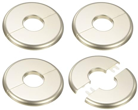 M METERXITY 4-Pack Flangia A Parete Divisa, Per Tubo OD 1 Pollice/25mm Piastra ABS Piastra Rotonda Autoadesiva Coperture Idrauliche Per Tubo Dell'Acqua/Rubinetti [Tonalità Oro]