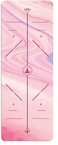 Hixingo Tapis de Yoga Antidérapant avec ligne de Position du Corps, Tapis Yoga Epais 1.5 mm, Pliable Portable Gym Absorbant Mat pour Fitness a la Maison Voyage Gymnastique Fitness (Rose,183x80cm)