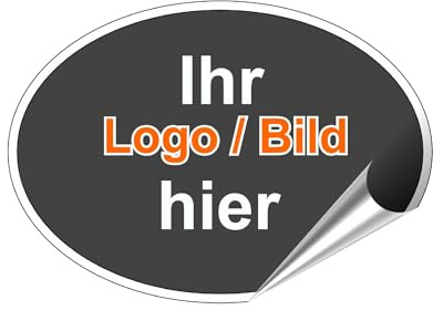 Aufkleber selbst gestalten - Personalisierte Aufkleber Etiketten ideal für Unternehmen Logos, Bilder, Foto Wunschtext - wasserfest, wetterfest spülmachinenfest Werbung Firma (Oval)