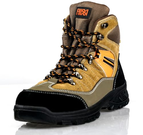 Chaussures à bout en acier pour homme et femme, bottes de sécurité avec embout en acier, antidérapantes, anti-crevaison, chaussures de travail industrielles, marron clair, 43 1/3 EU