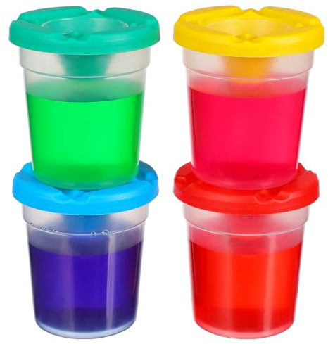 Gadpiparty 4er Set Pinselwaschbecher Mit Rotierendem Design, ABS Malbecher Für Kinder & Erwachsene, Spritzfester Pinselreiniger Für Aquarell Acryl Atelier Malklasse Malunterricht