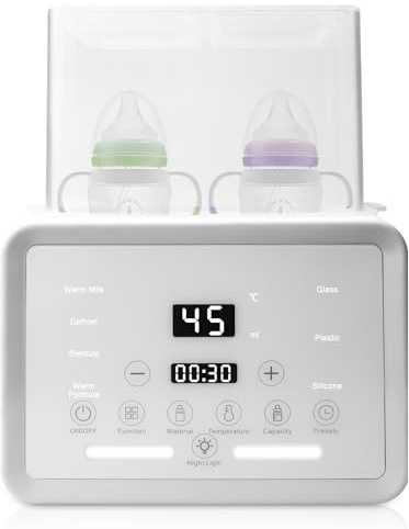 Scaldabiberon per bambini, sterilizzatore 8 in 1, per bottiglie, riscaldamento rapido per latte materno e formula, sterilizzazione a vapore, 3-7 minuti, senza BPA
