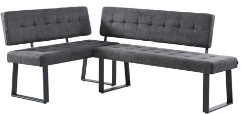 B&D home® Eckbank AKA – Esszimmerbank mit Lehne, beidseitig montierbar (Links/rechts), Kaltschaum-Polsterung, platzsparend, für Esszimmer, Küche & Flur, ca. 176 x 100 cm