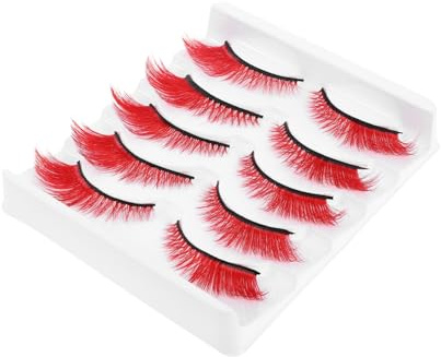 Veemoon 5 Pairs Volume Lash Strip Natural Look False Eyelashes Wispy Soft Fake Eyelash Strips for Halloween Makeup Party Stage Cosplay