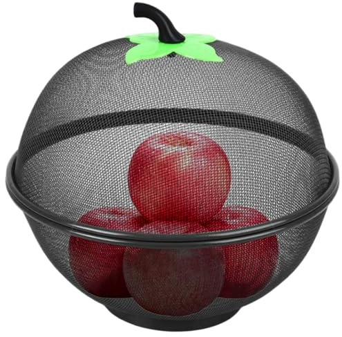 Takingup Fruit Bowl, 10 Inch Apple-Shape Metal Fine Mesh Fruit Bowl with Lid for Kitchen Vegetables Snacks Silver with Lid
