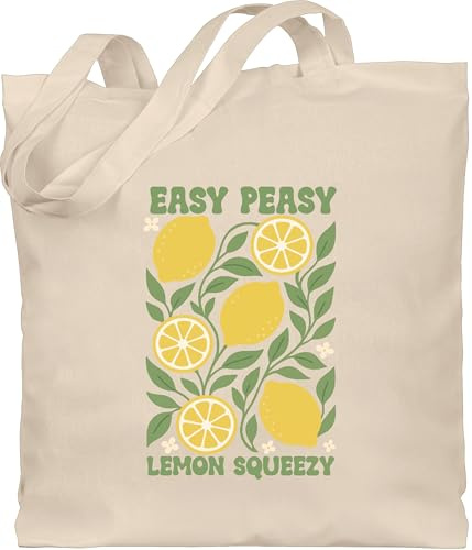 Geschenk mit Namen personalisiert by Shirtracer - Baumwolltasche - Drinks - Easy peasy lemon squeezy Zitronen - Retro Zitrusfrüchte Spruch Geschenk