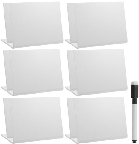 IDEANATEGRATE 12 St Akryl Mini Bordsskyltar med Whiteboardpenna Bordsnamnshållare för Bröllop och Fest Bärbar Akryl för Meny Nummer och Meddelanden för Reception och Evenemang