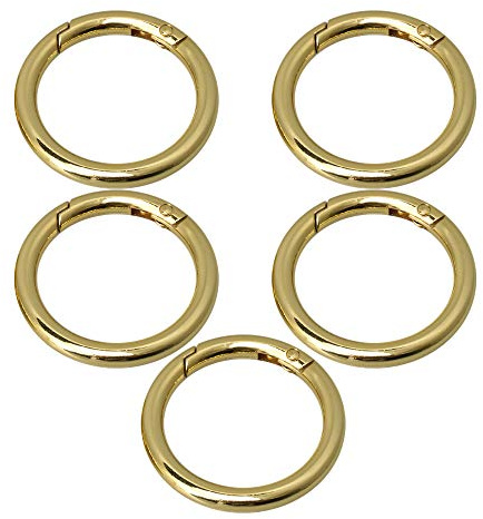 49mm OD 37mm ID Gold Zink-Legierung Federclip Runde Karabiner Tor O-Ring Runder Karabiner Schnappclip Trigger Frühling Schlüsselring Schnalle Packung mit 5