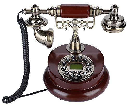 ASHATA Téléphone Fixe Vintage, téléphone rétro/téléphone Design rétro/téléphone Fixe Filaire/Vieux téléphone, Fonction de Recomposition, Fonction de Pause FSK/DTMF Européens Téléphone