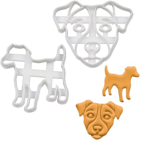 2er Set Jack Russell Terrier Ausstechformen (Formen: Jack Russell Silhouette und Jack Russell Gesicht), 2 Teile, Bakerlogy
