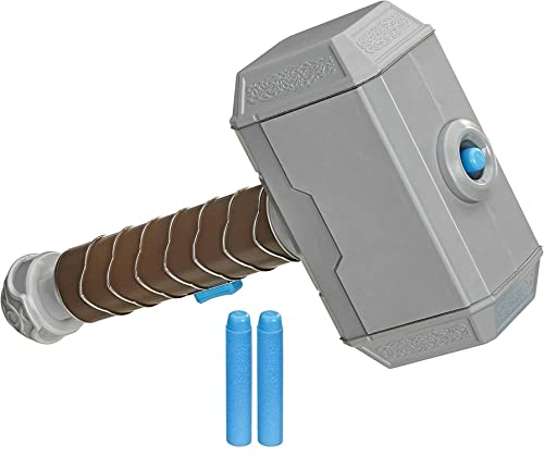 NERF Power Moves Marvel Avengers Thor Hammer Strike Hammer NERF Dart-Launching Toy for Kids Roleplay, Toys for Children Aged 5 and up