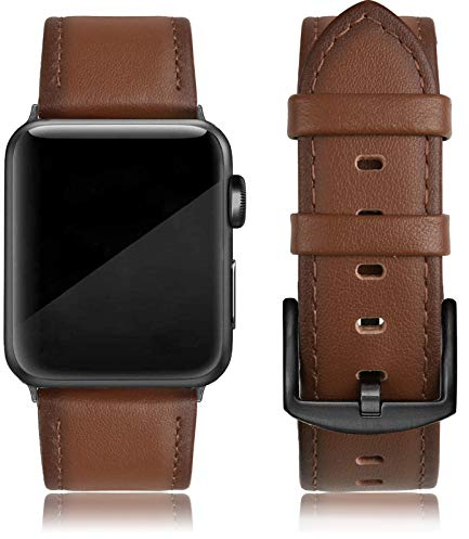 PARMPH Lederarmband kompatibel für Apple Watch 42mm(Series 3/2/1) 44mm 45mm 46mm, echtes Leder Retro Vintage Armband kompatibel mit iWatch Series 10 9 8 7 6 5 4 3 2 1 SE Sports & Edition Herren