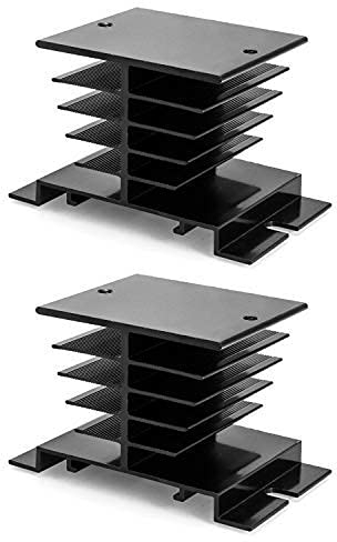 QWORK® Aluminum SSR Heatsink, Heat Sink Radiator for Cooling 10-40A Solid State Relays, 2Pcs
