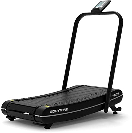 Bodytone - Curved Folding Treadmill - with LCD Screen and Apps Connectivity - Zero Consumption, Self-Generated Energy - Unlimited Speed, Magnetic Resistance - ZROTH