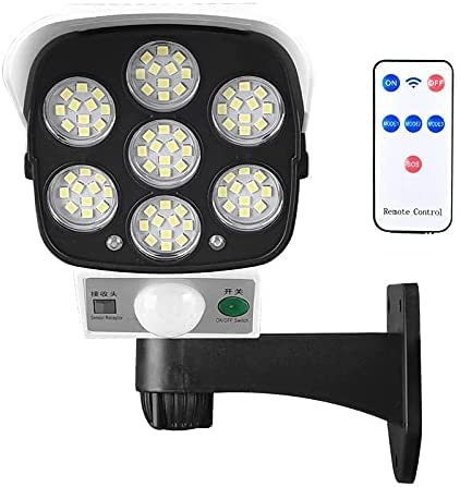 AntDau71 - Caméra FIN extérieure Sécurité et antivol avec panneau solaire capteur de mouvement Télécommande. Étanche avec lumière LED rouge clignotant avec 77 led spot lumière