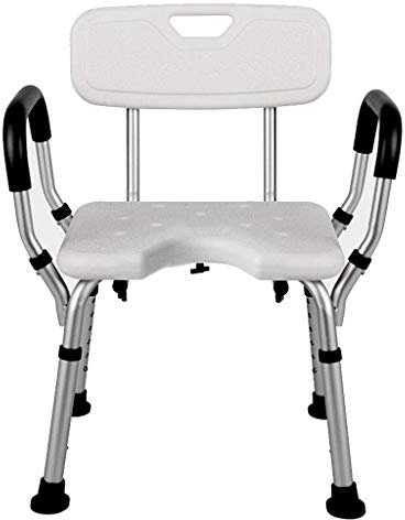 CHEWYNP Perching Stool with Black and Arms/U-Shaped Shower Seat/Shower Stool/Can Support Up to 150 Kg/White Shower Stool Shower seat Bath Stool Bath seat