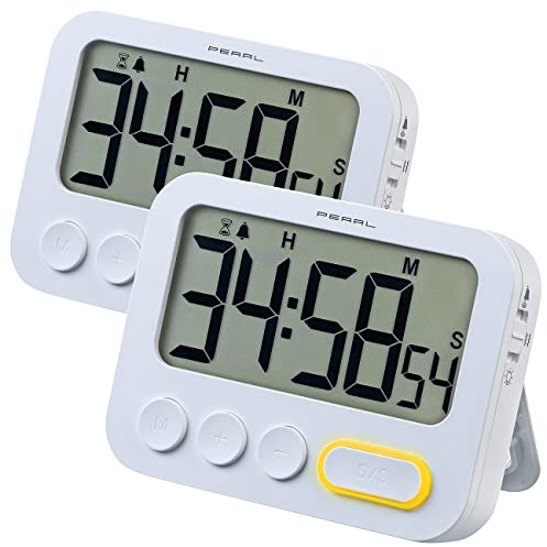 PEARL Kurzzeitmesser: 2er-Set Digitale Küchentimer mit Ton-, LED- und Vibrationsalarm (Uhr mit Vibrationsalarm, Timer-Wecker Schwerhörige, Uhren)