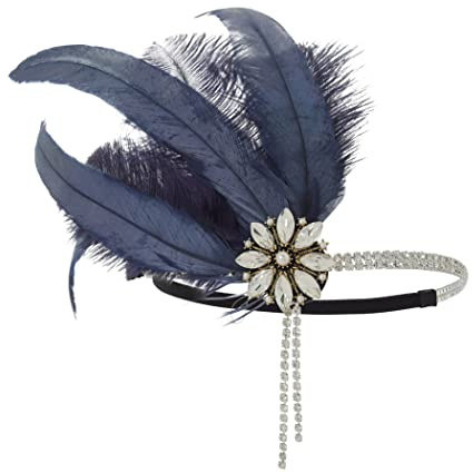 IYOU 1920er Jahre Feder Flapper Kopfschmuck Kristall Gatsby Haarband Abschlussball Hochzeit Haarschmuck für Damen