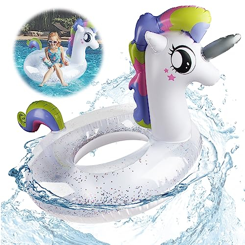 Schwimmring Einhorn, Darryy Schwimmtiere Einhorn, Schwimmparty, Einhorn Schwimmtier, Schwimmreifen, Schwimmring, Sommer, Strand (Weiß, 90)