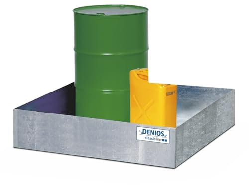 Auffangwanne classic-line aus Stahl für 2 Fässer, verzinkt, o. Gitterrost, 1240x1215x300