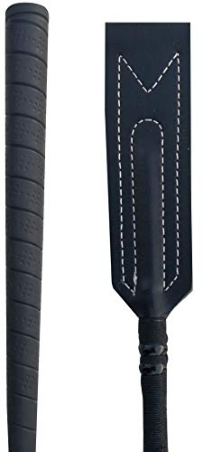 Jägare sadel läder ridning gröda för hästar hoppa fladdermus jockey piska show hoppande tävlingspinne ridning häst (svart, 63 cm)