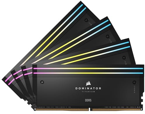 CORSAIR Dominator Titanium RGB DDR5 RAM 64GB (4x16GB) Bis zu 6000MHz CL36 Intel XMP 3.0 Desktop-Arbeitsspeicher – Schwarz (CMP64GX5M4B6000C36)