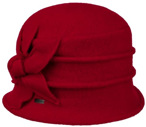 McBURN Maliva Hatt i Tovad Ull Damer - Made in Italy klockhatt damhatt Vinter höst-vinter - One Size röd