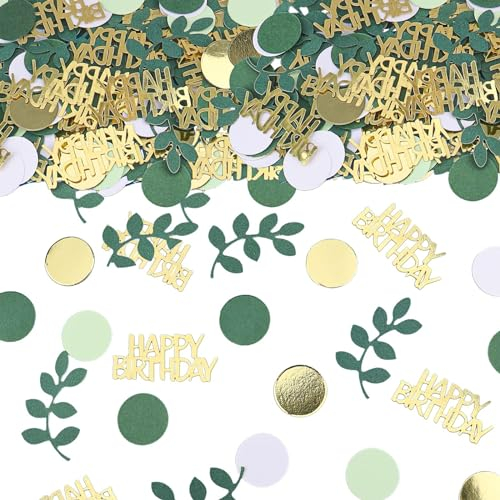 Nayyana 100 unidades de confeti Happy Birthday Gold Green Dispersor Decoración de mesa Confetti Decoración de Cumpleaños Serpentinas