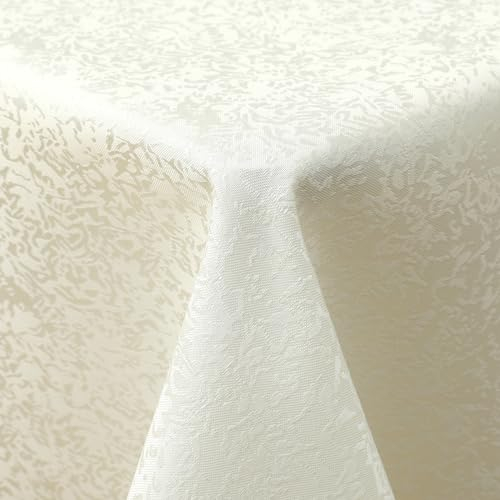 Spotjoy Tischdecke Abwaschbar Rechteckig 130x200cm Polyester Tischwäsche Jacquard Garten Tafeldecke Ornamente Pflegeleicht - Beige