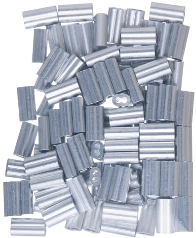 YoiYee 1mm Aluminium Crimping Loop Sleeve for Wire Rope and Cable, 100-Pack