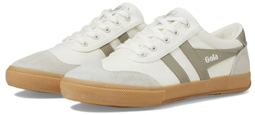 Gola Modische Badminton-Sneaker für Damen, Off White Feather Grey Gum, 8 UK